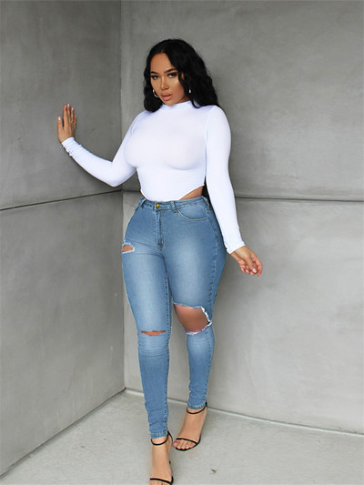 Uske traperice za žene Super rastezljive poderane traperice Seksi uske ženske modne uredske hlače visokog struka Trendovske strukirane vintage hlače Y2K