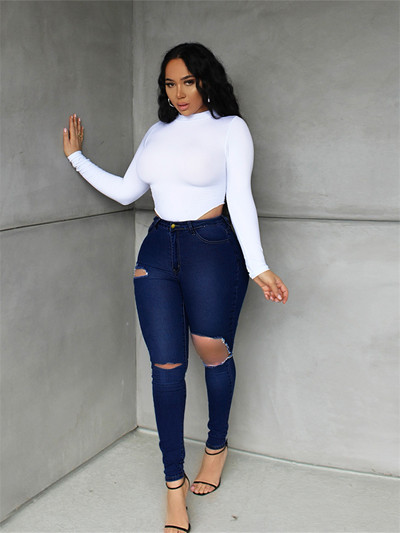 Uske traperice za žene Super rastezljive poderane traperice Seksi uske ženske modne uredske hlače visokog struka Trendovske strukirane vintage hlače Y2K