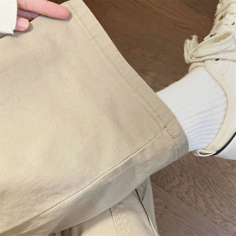 Harajuku modne ravne traperice s višestrukim džepovima u jednoj boji za žene Hlače s patentnim zatvaračem visokog struka Ulična odjeća Y2k široke traperice