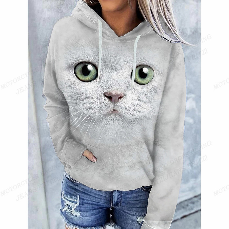 Koerte kapuuts Mehed Naiste Mood Kasside printimine Pusad Naiste Pusad Pusad Naiste Y2k Riided Loomade Pulloverid Tüdrukute mantlid Kawaii