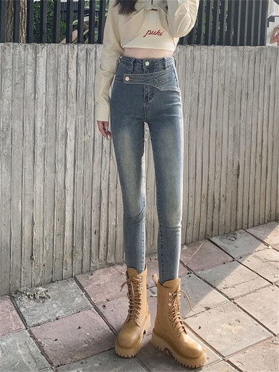 Nove ženske traperice Jesen 2023. Elastične pencil hlače visokog struka Ženska uska odjeća Slim Fit Ležerne uske traper hlače Žene