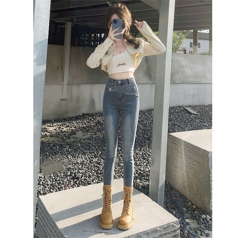 Nove ženske traperice Jesen 2023. Elastične pencil hlače visokog struka Ženska uska odjeća Slim Fit Ležerne uske traper hlače Žene