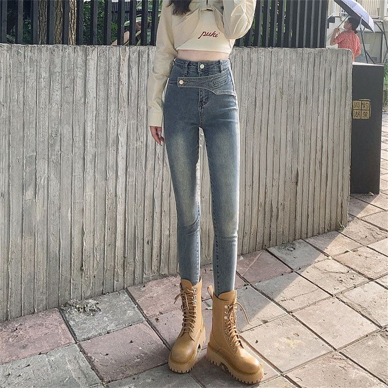 Nove ženske traperice Jesen 2023. Elastične pencil hlače visokog struka Ženska uska odjeća Slim Fit Ležerne uske traper hlače Žene