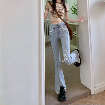 Woman Jeans Flare Low Waist Slim ψηλό ελαστικό τζιν για γυναικεία παντελόνια 2023 Κορεάτικη μόδα Boyfriend τζιν παντελόνι γυναικεία