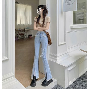 Woman Jeans Flare Low Waist Slim ψηλό ελαστικό τζιν για γυναικεία παντελόνια 2023 Κορεάτικη μόδα Boyfriend τζιν παντελόνι γυναικεία