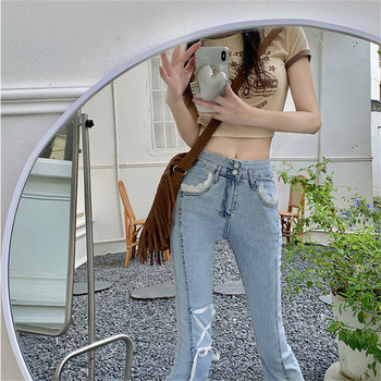 Woman Jeans Flare Low Waist Slim ψηλό ελαστικό τζιν για γυναικεία παντελόνια 2023 Κορεάτικη μόδα Boyfriend τζιν παντελόνι γυναικεία