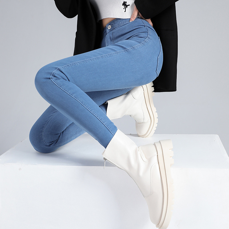 2023. Ženske seksi traperice s visokim strukom, seksi traperice s visokim strukom, isprane tanke uske Y2K ženske elastične hlače veće veličine