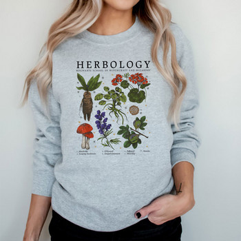 Herbology Plants Суичър Magic Wizard Witchcraft School Hoodie Plants Botanical Herbology Crewneck Суичъри Wizard Tops