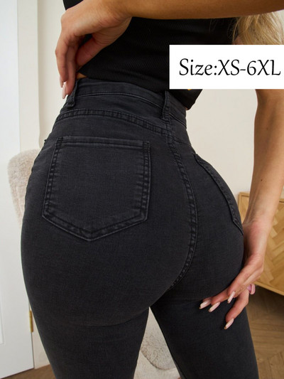 JulyPalette XS-6XL Τζιν για γυναίκες 2023 Φθινόπωρο Χειμώνας Skinny Stretch Slim Jeans Μπλε μαύρο Lady τζιν παντελόνι με μολύβι