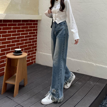 Γυναικείο τζιν παντελόνι Flare 2023 Vintage Stretch Jeans ελαστικό παντελόνι με καμπάνα Μέση κορμάκι Παντελόνι με λουλούδια Skinny Joggers