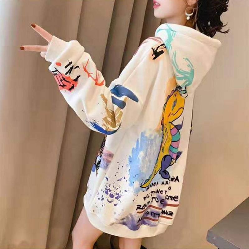 Γυναικεία φούτερ σε μεγάλο μέγεθος Φούτερ για έφηβες με μακρυμάνικο βαμβακερά ρούχα Streetwear πουλόβερ Γυναικεία υπερμεγέθη μπλουζάκια