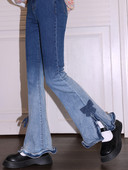 Kawaii Sweet Bow Flare Παντελόνι Γυναικείο Καθαρό Χρώμα Slim Flare Jeans Ιαπωνικό στυλ Καλοκαίρι 2023 Ψηλόμεση Vintage τζιν παντελόνι Κομψό