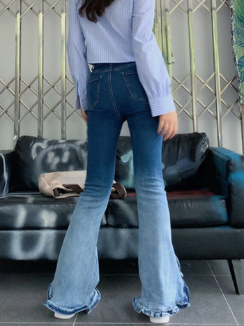 Kawaii Sweet Bow Flare Παντελόνι Γυναικείο Καθαρό Χρώμα Slim Flare Jeans Ιαπωνικό στυλ Καλοκαίρι 2023 Ψηλόμεση Vintage τζιν παντελόνι Κομψό