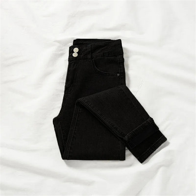 Ψηλόμεσο στενό μολύβι τζιν Γυναικείο κομψό τζιν παντελόνι Κορεάτικο Casual Pantalones Άνοιξη Φθινόπωρο Slim Vaqeros