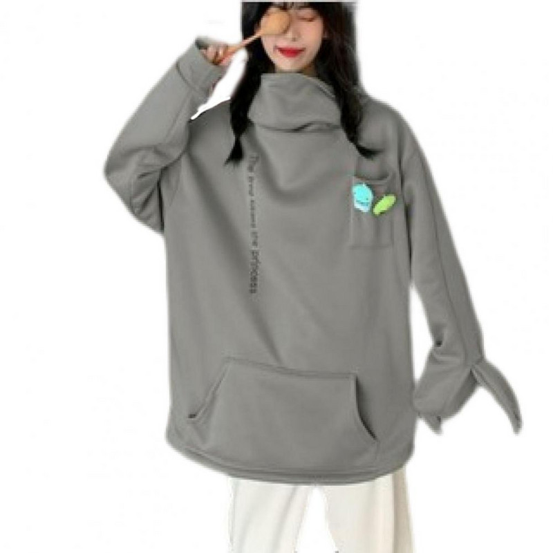 Γυναικεία ανδρική κουκούλα με κουκούλα πουλόβερ με κουκούλα σε σχήμα βάτραχου με φερμουάρ Μεγάλη μπαλωτή τσέπη Unisex Κέντημα με γράμματα χειμωνιάτικο φούτερ Ρούχα για ενήλικες