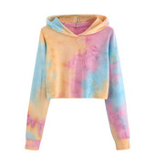 Gradient Tie Dye Κοντά φούτερ Harajuku Κορεάτικη μόδα Crop Tops Φούτερ για έφηβες Φθινοπωρινές μπλούζες Kawaii πουλόβερ τουνίκ