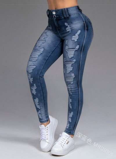Plus veličina 5XL 6XL Ženske vintage uske traperice srednjeg struka Oštećene traperice Hlače s rubovima Destroyed Pencil Pants Ležerne traperice Ženske