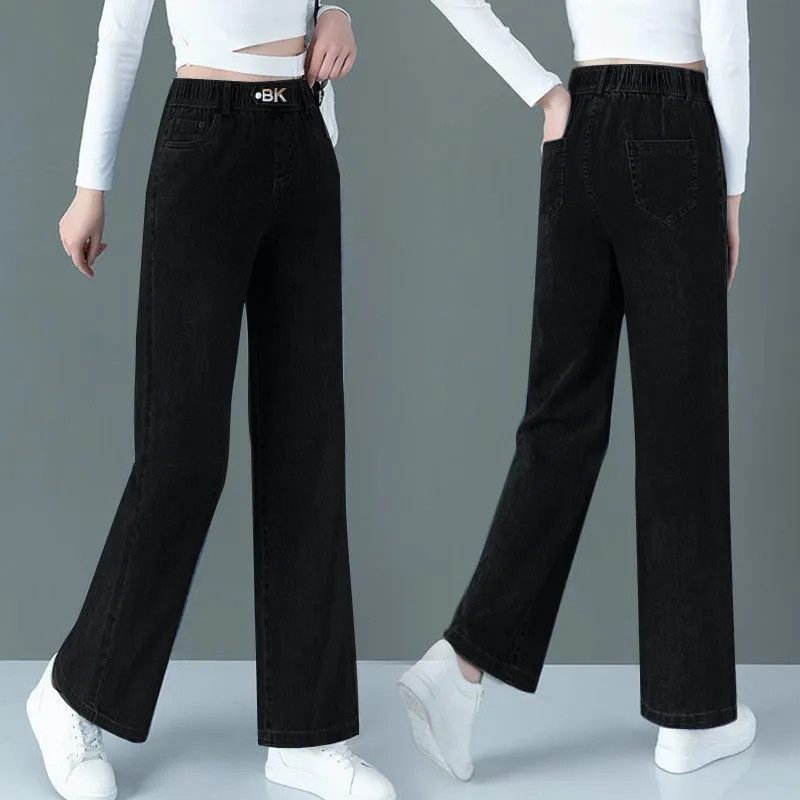 Elastične traperice visokog struka širokih nogavica Baggy Vintage ženske Vaqueros modne ravne kaubojske hlače Proljeće Jesen Nove traper hlače
