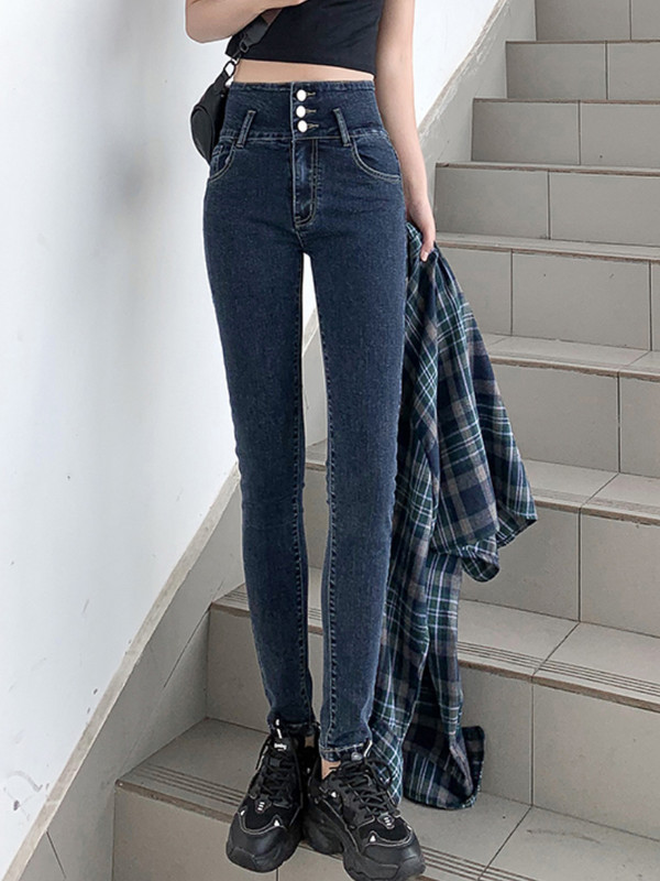 2023. aasta suvi Y2k Vintage Boyfriend Stretch teksad Naiste õhukesed pliiatspüksid Kõrge vöökohaga tänavarõivad kitsad väikesed jalad teksapüksid