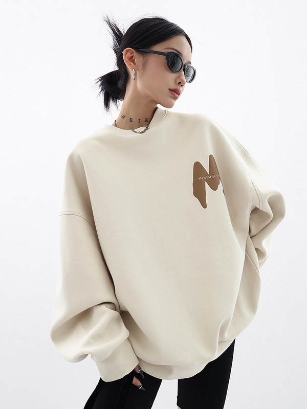 Circyy Φούτερ Γυναικεία Χειμερινά Ρούχα Πουλόβερ Έντυπη Επιστολή Μινιμαλισμός Fleece Φαρδιά Υπερμεγέθη 2022 Φούτερ Y2k Ζεστά Casual