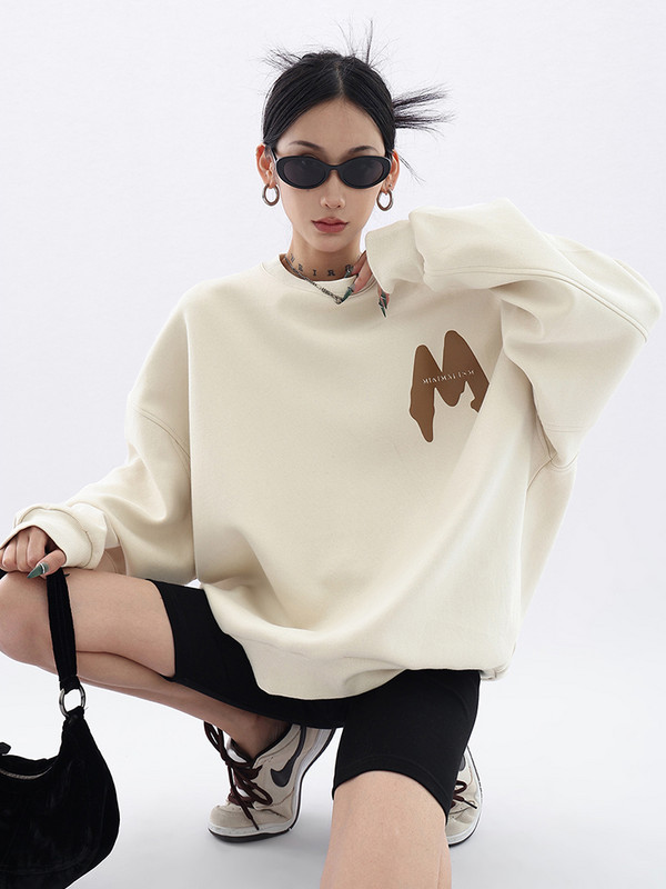 Circyy Φούτερ Γυναικεία Χειμερινά Ρούχα Πουλόβερ Έντυπη Επιστολή Μινιμαλισμός Fleece Φαρδιά Υπερμεγέθη 2022 Φούτερ Y2k Ζεστά Casual