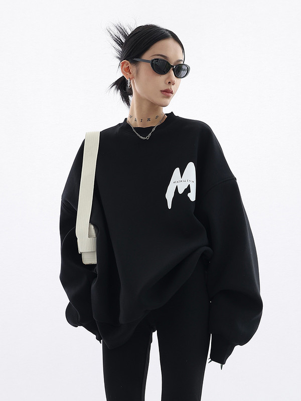 Circyy Φούτερ Γυναικεία Χειμερινά Ρούχα Πουλόβερ Έντυπη Επιστολή Μινιμαλισμός Fleece Φαρδιά Υπερμεγέθη 2022 Φούτερ Y2k Ζεστά Casual