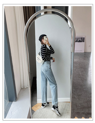 Ίσιο τζιν Γυναικεία ρούχα Ψηλόμεσο Τζιν Παντελόνι Φαρδύ πόδι Vintage Streetwear Ολόσωμο φαρδύ παντελόνι Άνοιξη Καλοκαίρι