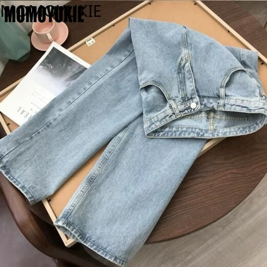 Ίσιο τζιν Γυναικεία ρούχα Ψηλόμεσο Τζιν Παντελόνι Φαρδύ πόδι Vintage Streetwear Ολόσωμο φαρδύ παντελόνι Άνοιξη Καλοκαίρι