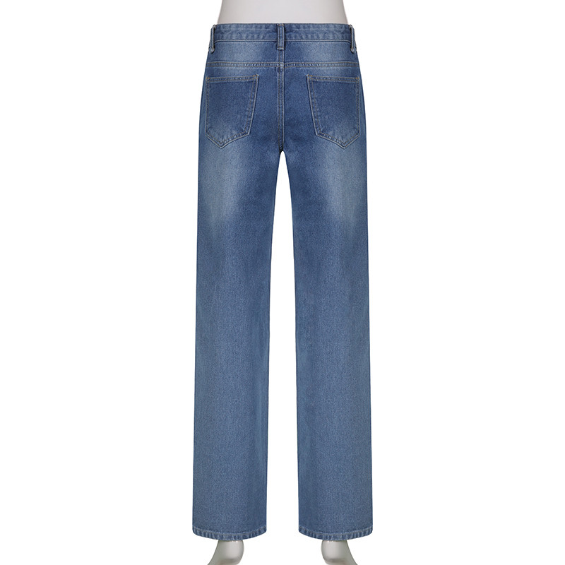 Γυναικεία τζιν Harajuku print Floral print Vintage αισθητική φαρδιά ίσια παντελόνια Grunge casual outfits Παντελόνια Streetwear Y2k