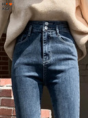 Διπλό στενό τζιν μολύβι με τέσσερα κουμπιά Vintage ψηλόμεσο Γυναικείο Slim Stretch Παντελόνι Τζιν Παντελόνι Γυναικείο Παντελόνι 2023 Νέο