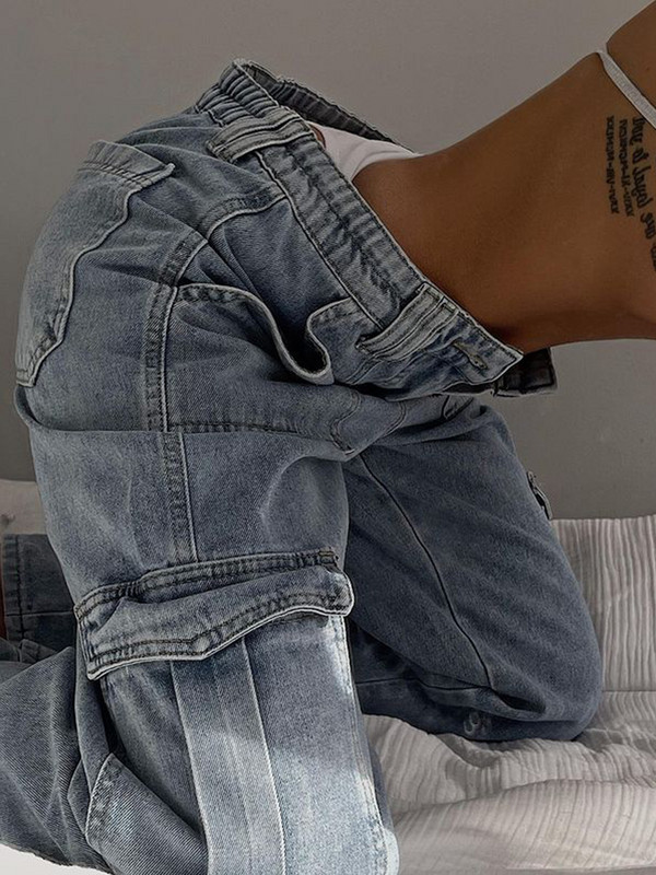 Rapwriter traper kargo hlače Ženske traperice 90-ih za djevojčice Ženska moda 2022. Vintage hlače visokog struka Harajuku Capris Streetwear