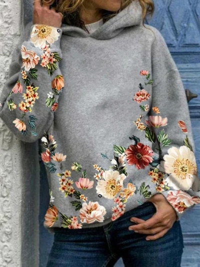 Ženska nova majica s kapuljačom, ženska široka majica s dugim rukavima, ležerna košulja, majica s kapuljačom, pejzaž, apstraktni uzorak, jesen, zima, majica s kapuljačom