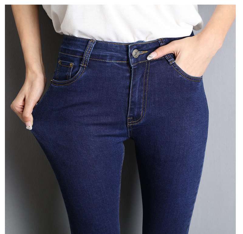 Ženske traperice Mom Jeans Plavo sive Crne ženske visoko elastične rastezljive traperice Ženske isprane traper uske pencil hlače Veličina 36 38 40