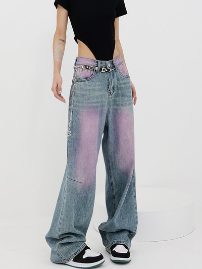 Ženske traperice Vintage široke nogavice visokog struka široke ljubičaste jeans hlače Y2k Streetwear Harajuku široke kaubojske traper hlače, ženske 2023.