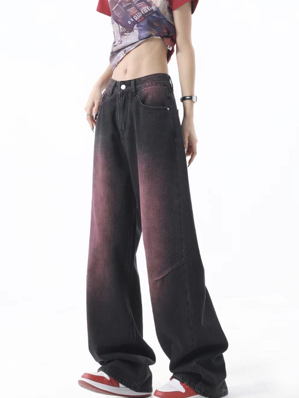 Ženske traperice Vintage široke nogavice visokog struka široke ljubičaste jeans hlače Y2k Streetwear Harajuku široke kaubojske traper hlače, ženske 2023.