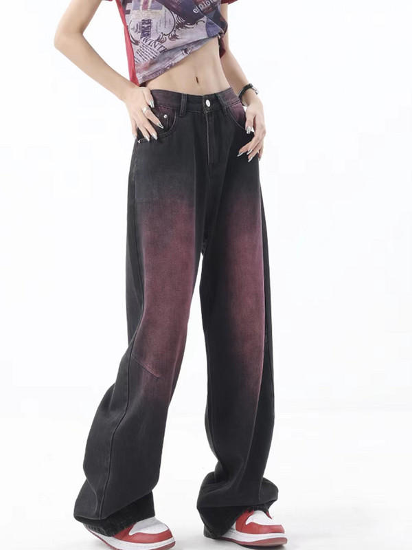 Ženske traperice Vintage široke nogavice visokog struka široke ljubičaste jeans hlače Y2k Streetwear Harajuku široke kaubojske traper hlače, ženske 2023.