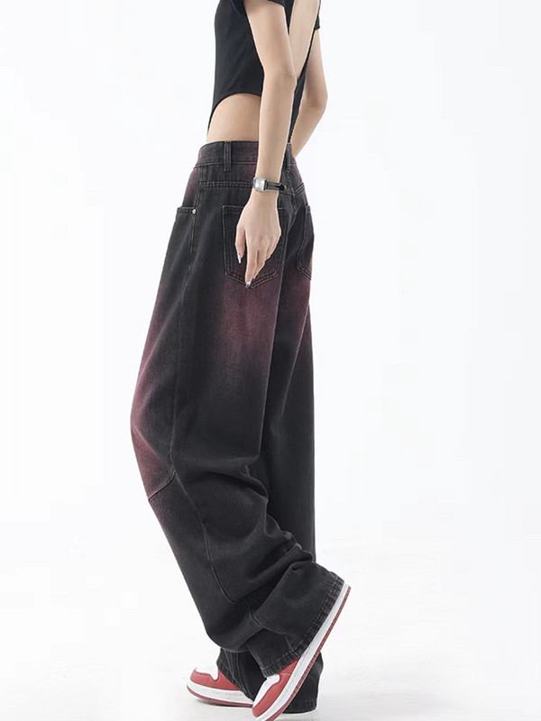 Ženske traperice Vintage široke nogavice visokog struka široke ljubičaste jeans hlače Y2k Streetwear Harajuku široke kaubojske traper hlače, ženske 2023.