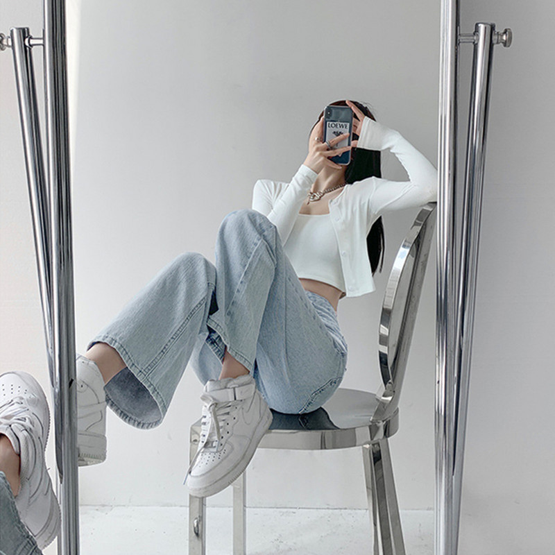 Casual Fashion Γυναικεία Τζιν ίσιο τζιν κάτω Y2K Harajuku Boyfriend μακριά ψηλή μέση φαρδύ Jean φθινοπωρινό παντελόνι Vaqueros Mujer