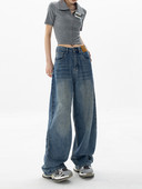 Υψηλή μέση με φαρδύ πόδι φαρδύ τζιν Γυναικείο Vintage Y2k Streetwear Γυναικείο τζιν παντελόνι Κορεατικό φαρδύ ίσιο τζιν παντελόνι