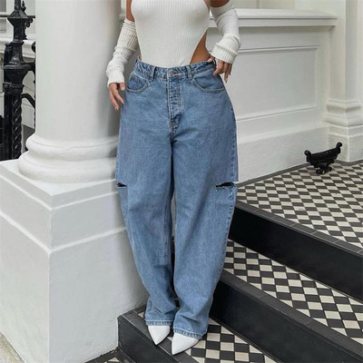 Ženske traperice proljeće i jesen nove jednobojne modne hipsterske ležerne traperice velikih veličina