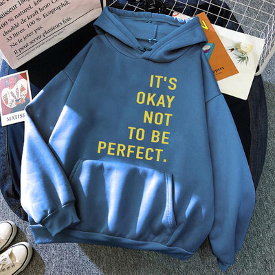 Είναι εντάξει να μην είσαι τέλεια με στάμπες γυναικεία χιπ χοπ πολύχρωμα streetwear Casual ζεστά ρούχα Φαρδιά πουλόβερ Γυναικεία κουκούλα