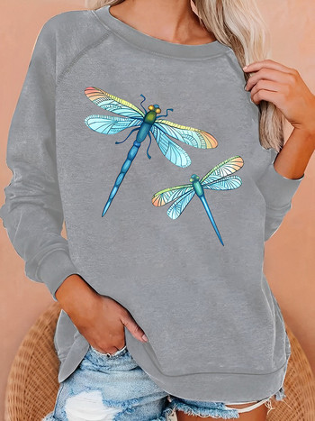 Seeyoushy Dragonfly Print Fun Printed Дамски топ Y2K Ежедневни тенденции Дамски качулки Мода 90\'s Vintage Clothing Harajuku 2023