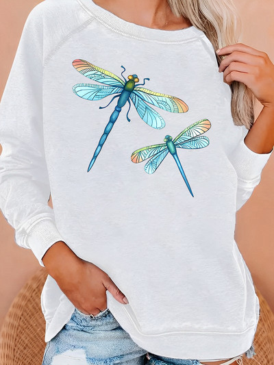 Seeyoushy Dragonfly Print Fun Printed Sieviešu Tops Y2K Casual Trend Sieviešu kapuce Mode 90. gadu vintage apģērbs Harajuku 2023