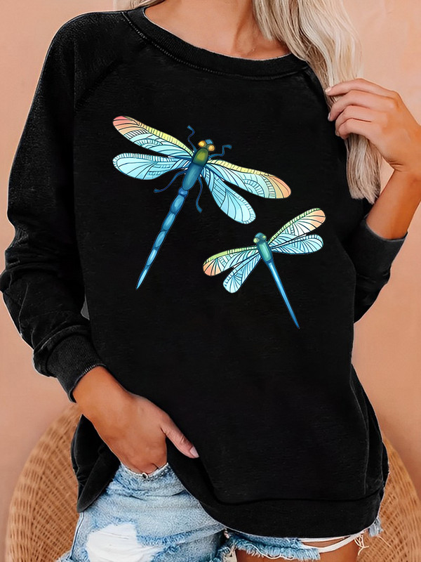 Seeyoushy Dragonfly Print Fun Γυναικεία τοπ Y2K Casual trend Γυναικεία κουκούλα μόδας 90`s Vintage ρούχα Harajuku 2023