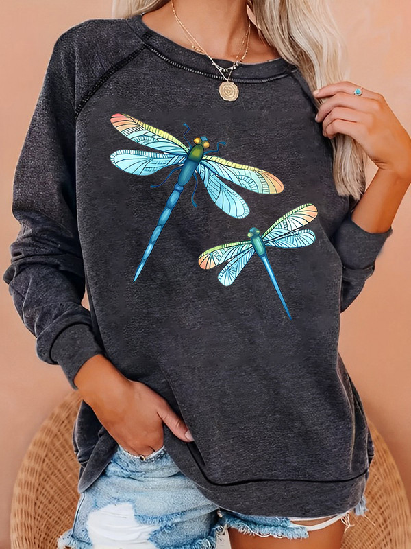 Seeyoushy Dragonfly Print Fun Γυναικεία τοπ Y2K Casual trend Γυναικεία κουκούλα μόδας 90`s Vintage ρούχα Harajuku 2023