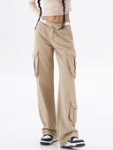 ZHISILAO Χακί Χακί Γυναικείο Τζιν Χαμηλόμεσο για Γυναικεία Y2k φαρδιά τσέπη Harajuku Streetwear Ολόσωμο τζιν παντελόνι Streetwear παντελόνι 2023