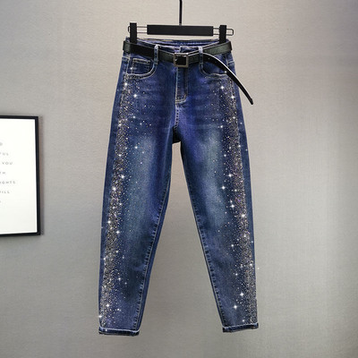 EH·MD® Pocket Diamond Star Jeans Γυναικεία κέντημα τσάντα πλύσης νερού Hip High Waist Stretch Slim High Street Tight Color Block 23