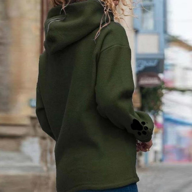 Sügis-talv naiste koerte käpaprinteriga kapuuts, pikkade varrukatega pullover kapuutsiga dressipluus Kevad-sügis vabaaja kapuutsid dressipluusid