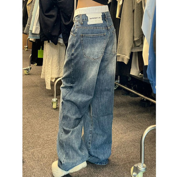 Y2K Γυναικεία Streetwear Vintage Κορεάτικα Oversize Casual Ψηλόμεση ίσια Φαρδιά Φαρδιά Τζιν Παντελόνια Τζιν Grunge Alt Ρούχα