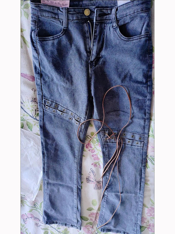 Korejske modne lepršave traperice s uzicom velike veličine za žene Vintage traper hlače s dugmadima visokog struka Y2k Streetwear Elegantne hlače